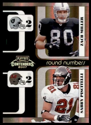 2007 Playoff Contenders Round Numbers Zach Miller/ Piscitelli RC /100 Raiders - Image 1 of 2