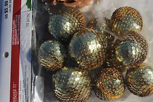 Bolas de lentejuelas doradas para arreglos florales piezas artesanales navideñas nuevas - Imagen 1 de 1