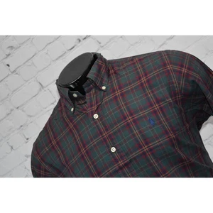Polo Ralph Lauren Shirt Mens Size Medium Green Plaids Button Up Cotton - Picture 1 of 5