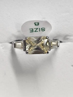 Bomb Party Ring Sz 8 It's Ment To Be You Lemon Cz Rhodium Plating Rbp7793 - Image 1 of 4