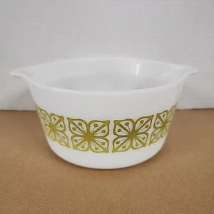 Vintage PYREX Verde Floral #473 1 Qt - Light Olive - Casserole Serving Dish Bowl - Picture 1 of 14