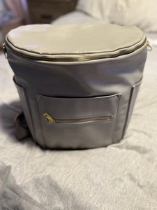 Fawn Design The Original Grey Baby Diaper Bag Vegan Leather Backpack - Picture 1 of 12