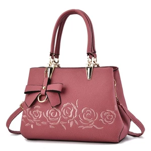 Women Embroidery Crossbody Shoulder Bag Soft PU Leather Lightweight Tote Handbag - Picture 1 of 9
