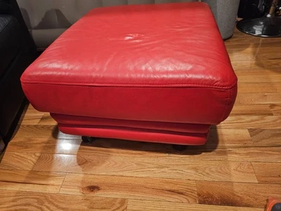 Red Leather Ottoman - Pick up Only - Brooklyn - Image 1 of 2