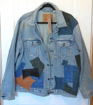 Chaqueta de mezclilla Levis Relaxed Fit Trucker Patchwork (XL) algodón/gamuza envejecida Foto 1 de 4