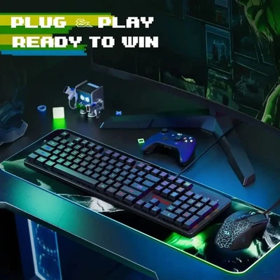 Juego combinado de teclado y mouse para juegos REDRAGON-S107-BA, teclado para juegos retroiluminado RGB Foto 1 de 4