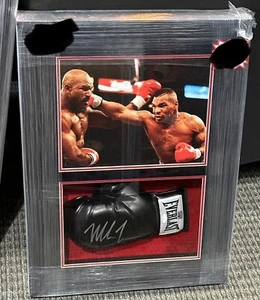 Mike Tyson Signed Glove Shadow Box Jsa Suede - Picture 1 of 3