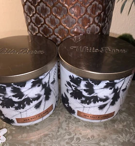 2X Bath & Body Works SEA SALT & LINEN 3-Wick, 14.5 oz Large Candles~NEW - Picture 1 of 7