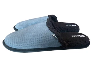 Reef Slippers Gray Black Leather Faux Shearling Lined Slip On Shoes M'S Large - Picture 1 of 6