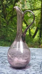 Empoli Italian Art Glass 15.5" AMETHYST PURPLE PITCHER JUG w/ Handle Pontail - Picture 1 of 5