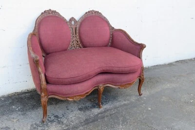 French Early 1900s Carved Large Deep Settee Loveseat 5731 - Image 1 of 4
