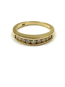 14K YELLOW GOLD ELONGATED DIAMOND BAND RING SIZE 7 - Picture 1 of 6