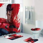 Superman 4-teilig Badezimmer Duschvorhänge rutschfeste Teppiche Sets WC Deckel Abdeckung Matten
