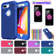 For Apple iPhone 7 8 Plus Phone Shockproof Rugged Case Cover + Screen Protector