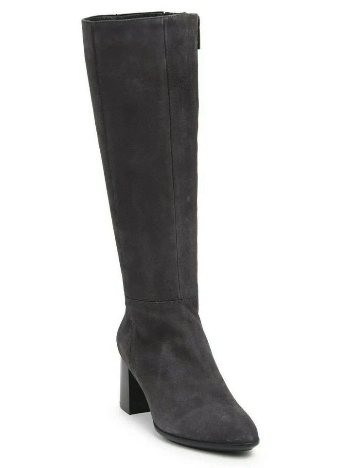 Aquatalia Womens Delle Dress Weatherproof Suede Tall Heel Boot Anthracite US 9.5