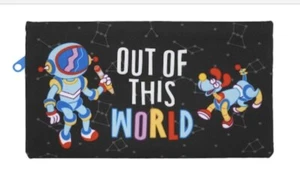 Astronaut & Dog Out of this World Pencil Pouch/ Make-Up Bag 7.75" x 4.25"  - Picture 1 of 5