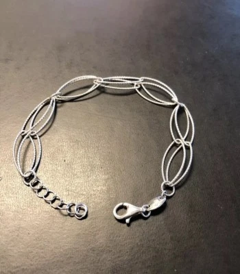 CHARLES GARNIER 925 STERLING SILVER OVAL  LINK BRACELET 8” T0 9.25” - Image 1 of 4