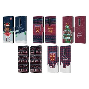 OFFICIAL WEST HAM UNITED FC CHRISTMAS LEATHER BOOK CASE FOR ONEPLUS PHONES - Picture 1 of 11