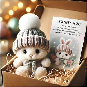 Mini bunny cuddles cute Easter gift gray, bunny plush ribbon box - Picture 1 of 1