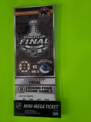 2011 Stanley Cup final mini mega ticket sealed Boston Bruins Vancouver man cave Cover