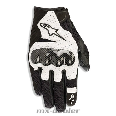 Alpinestars SMX 1 Air V2 Weiß Handschuhe Supermoto Road Sport Touring Stunt