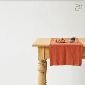  European 100% Linen _Table Runner _Terra-cotta - Picture 1 of 4