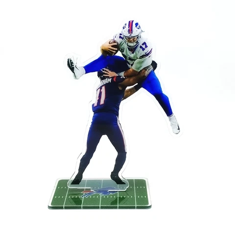 Josh Allen Stand-up Figure - #17 of Buffalo Bills Hurdles for Touchdown Ornament Cover