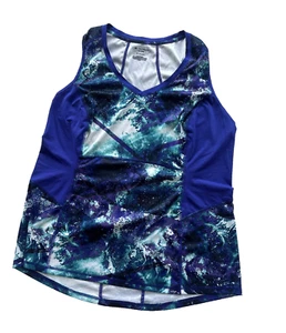 Tek Gear 1X DryTEK Tank Athletic Top Vented Floral Purple Golf Tennis Pickleball - Picture 1 of 3