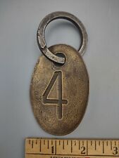 Number 4 Tag antique  Numbered Brass Cow Tag Fob Farm Cattle Tag