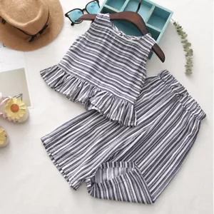 US Stock Toddler Girls’ Clothing Sleeveless Shirt and Wide Pants Kids Outfit Set - Picture 1 of 9