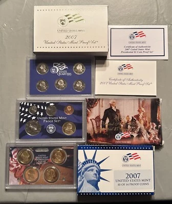 2007 Clad Proof Set: Complete 14-Coin Set, OGP - Box and COA Free Shipping - Image 1 of 4