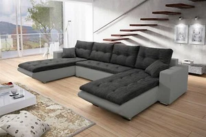 Wohnlandschaft Sofa NINO XL mit Schlaffunktion Grau-Schwarz - Bild 1 von 5