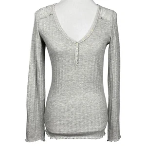 Vintage Y2K Ralph Lauren Henley Shirt Womens Medium Fairy Grunge Pointelle Swan - Picture 1 of 14
