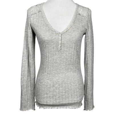 Camisa De Colección Y2K Ralph Lauren Henley Para Mujer Mediana Hada Grunge Pointelle Cisne Foto 1 de 4