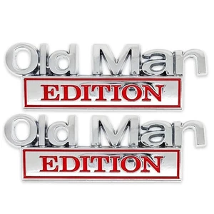 2PCS Old Man Edition 3D Emblem Funny Sticker Badge Fender Decals Car Decorated - Picture 1 of 4