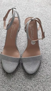 BNWT Womens New Look Silver Glitter High Heel Party Sandals Shoes Size UK 6 - Picture 1 of 5