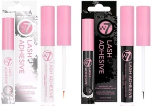 W7 Lash Adhesive Eyelash Glue Latex Free Thin Brush 4ml X2 - 1 Black & 1 Clear - Picture 1 of 1