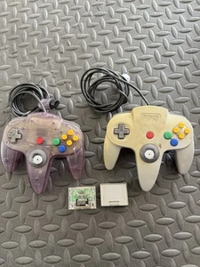 N64 Nintendo 64 Atomic Purple Controller With Memory Card 2 Controllers Untested - Picture 1 of 9