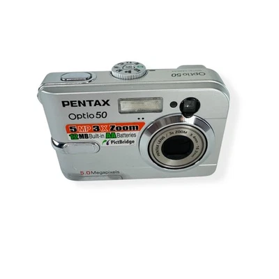 Pentax Optio 50 Digital Camera 5.0 MP 3X Zoom Silver Compact AA Battery - Image 1 of 4