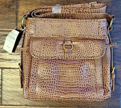 NWT Coldwater Creek Brown Faux Crocodile Leather Purse Shoulder Bag Crossbody - Image 1 of 4