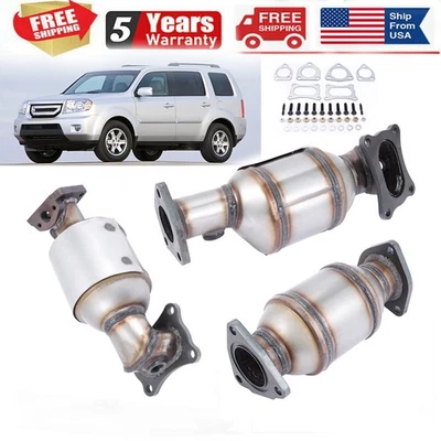 All 3 Set Catalytic Converter For Honda Pilot 3.5L 2009 - 2015 45131-45132-16447 Foto 1 de 4