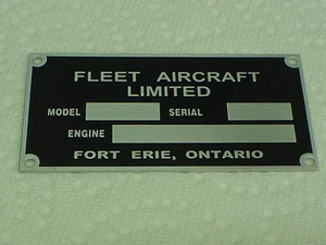 FLEET Aircraft data plate Acid Etched Aluminum - Bild 1 von 1