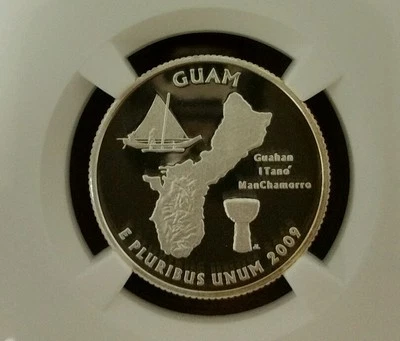 2009-S NGC Guam Silver Quarter PF 70 UCAM, RARE S.F. Label, U.S. Territories - Image 1 of 4