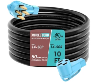 Cable de extensión RV/EV listado por UL 50 amperios 10 pies, cable STW calibre 6/3+8/1 resistente - Imagen 1 de 7