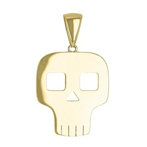 14k Yellow Gold Flat Skull Charm Pendant 1.3" 4.4 grams - Picture 1 of 4