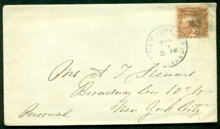 1860's, 2¢ Horse Rider tied by light fancy cancel on NEW YORK cds, pretty  - Image 1 of 1