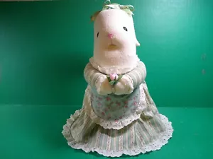 Ottimo vestito artigianale peluche orecchie floppy coniglio con righe verdi floreale - Foto 1 di 6