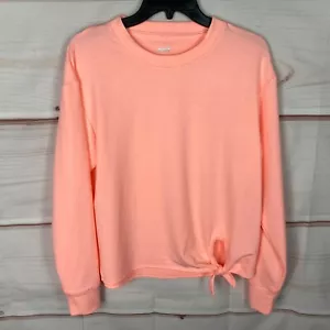 Avia Top Womens XS Orange Long Sleeve Sweatshirt Tie Waist Crew Neck Solid Knit - Picture 1 of 8