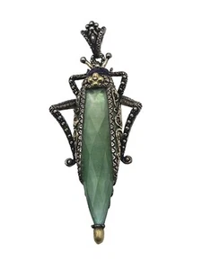 BARBARA BIXBY GRASSHOPPER FLOWER PENDANT ENHANCER GREEN MOP DOUBLET Good Luck - Picture 1 of 7