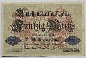 GERMANY 1914 - 50 Mark Darlehenskassenschein  Funfzig Marks WWI ERA - Bild 1 von 2